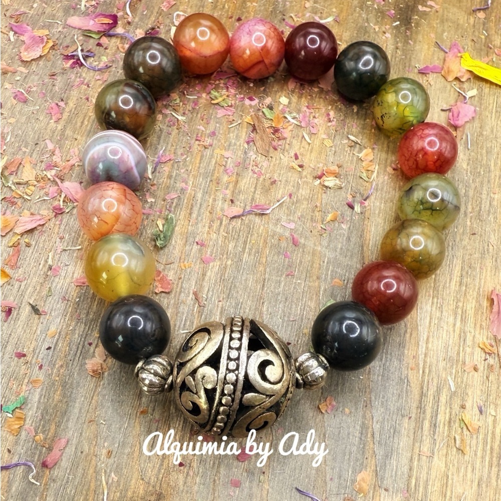 Indian Agate beaded bracelet protection crystal for Taurus
